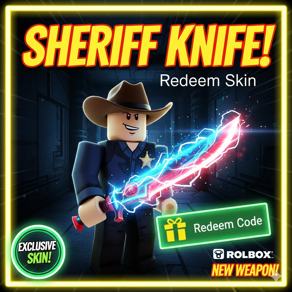 Murder Mystery 2 Roblox: Knife Skin Sheriff Gratis! Code Redeem Desember 2025
