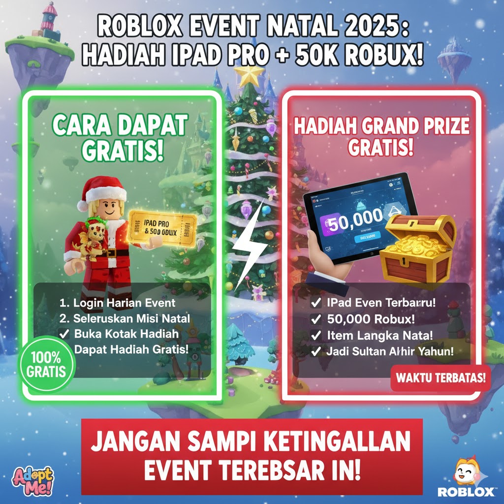 Roblox Event Natal 2025: Hadiah iPad Pro + 50K Robux!
