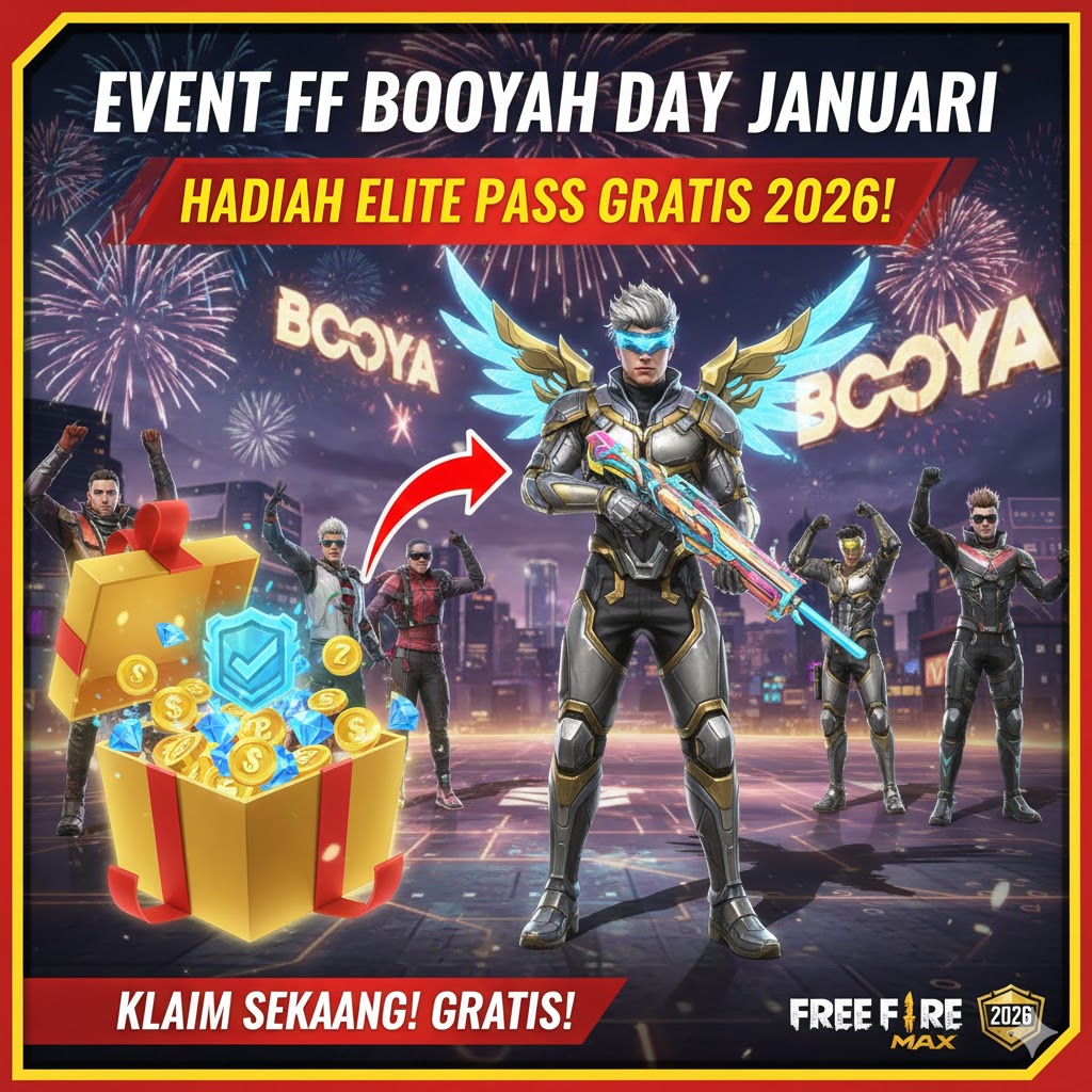 Event FF Booyah Day Januari: Hadiah Elite Pass Gratis 2026!