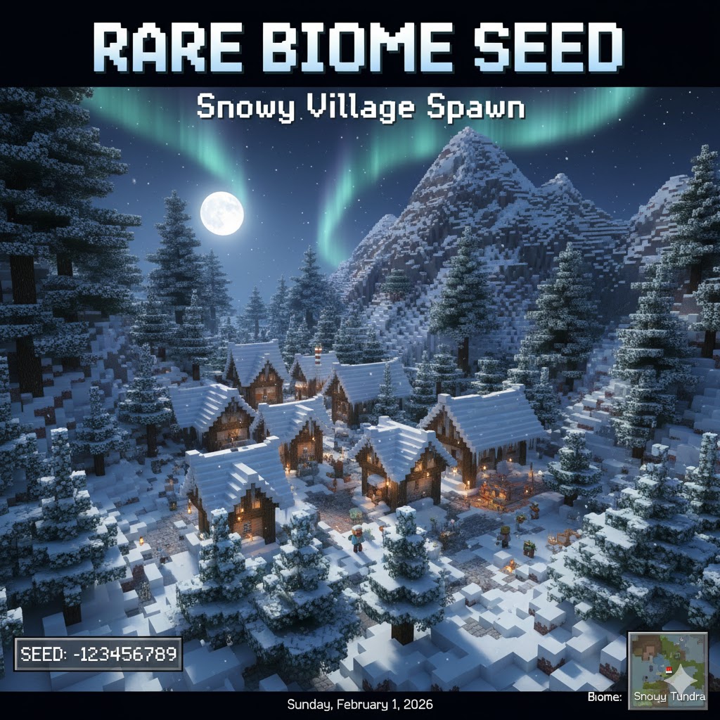 Rare Biome Seed Minecraft: Snowy Village Spawn 1.21!
